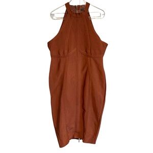 Elegant Brown Halter Bandage Dress